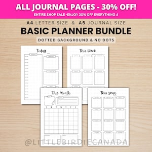 Planner Bundle - Daily Planner - Weekly Planner - Monthly Planner - Yearly Planner - PRINTABLE Planner Page - Printable Journal Page image 1
