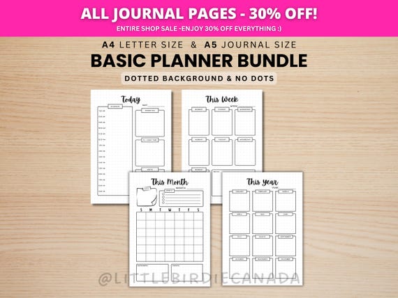 Planner Bundle - Daily Planner - Weekly Planner - Monthly Planner - Yearly Planner - PRINTABLE Planner Page - Printable Journal Page