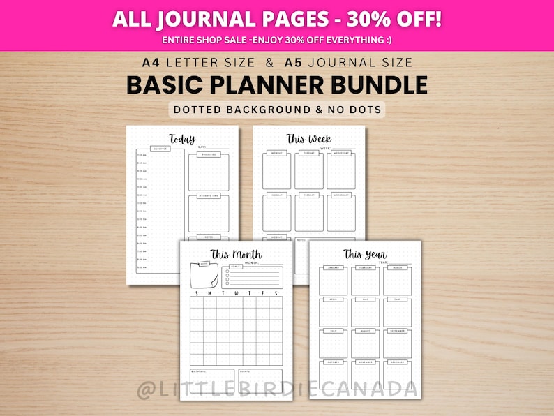 Planner Bundle - Daily Planner - Weekly Planner - Monthly Planner - Yearly Planner - PRINTABLE Planner Page - Printable Journal Page image 1