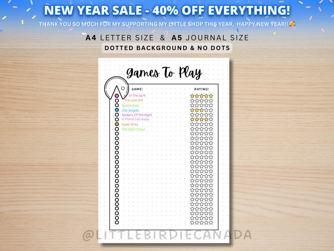 Games to Play - Printable Journal Page - Gaming Journal - Video Game ...
