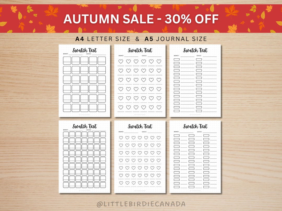 swatch-test-printable-journal-page-planner-page-color-test-colour-test-marker-test-color-swatch-colour-swatch-marker-set-etsy