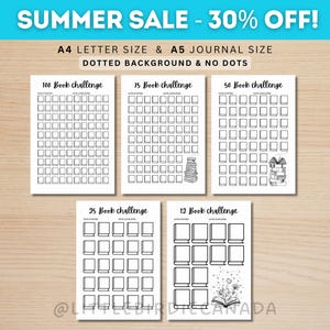 Reading Challenge Bundle - PRINTABLE Journal Page - Reading Tracker - Reading Log - Book Journal - Book Challenge - Reading Game