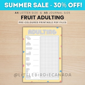 Fruit Adulting Tracker - PRINTABLE Journal Page - Colored Journal Page