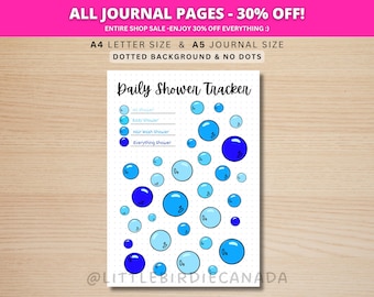 Daily Shower Tracker - PRINTABLE Journal Page - Planner Page - Daily Tracker - Yearly Tracker - Hair Wash Tracker - Hygiene Tracker