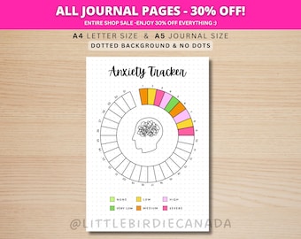 Anxiety Tracker - PRINTABLE Journal Page - Anxiety Log - Habit Tracker - Anxiety Journal - Track Anxiety Worksheet - Printable Planner Page