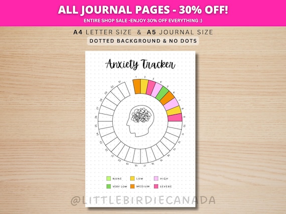 Anxiety Tracker - PRINTABLE Journal Page - Anxiety Log - Habit Tracker - Anxiety Journal - Track Anxiety Worksheet - Printable Planner Page