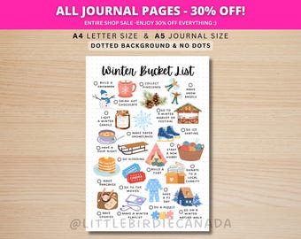 Winter Bucket List - Winter Activities - PRINTABLE Journal Page - Planner Page - Winter To Do List - Winter Activity List - Fun Winter List