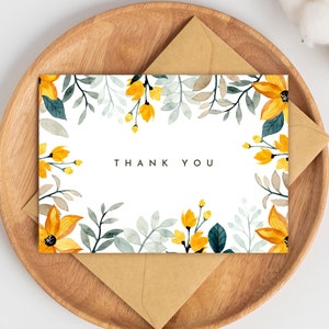Tarjeta de agradecimiento IMPRIMIBLE - Tarjeta de agradecimiento de flores - Tarjeta de agradecimiento floral - Tarjeta imprimible - Tarjeta de agradecimiento - Tarjeta floral - Gracias bonitas