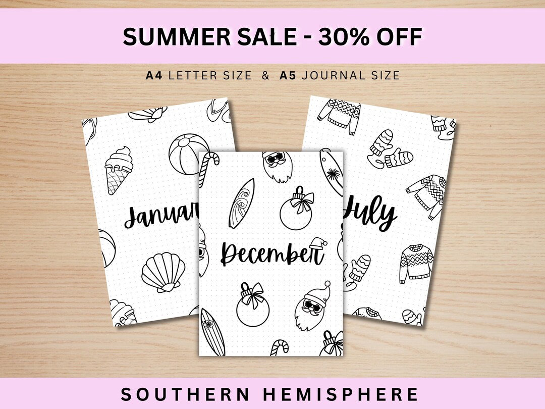 12 Month Title Pages SOUTHERN HEMISPHERE PRINTABLE Title Pages ...