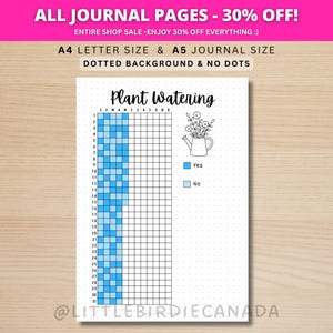 Plant Watering Tracker Yearly - PRINTABLE Journal Page - Planner Page - Garden Tracker - House Plant Water Tracker - Track Plant Watering