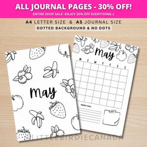 May Title Page - Fruits - May Calendar - PRINTABLE Calendar - Journal Title Page and Calendar Set - May Cover Page