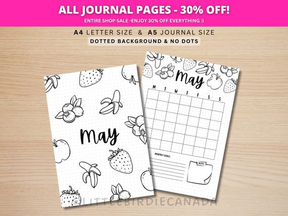 May Title Page - Fruits - May Calendar - PRINTABLE Calendar - Journal Title Page and Calendar Set - May Cover Page