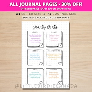 Yearly Goal Tracker - PRINTABLE Journal Page - Planner Page - Goal Journal - Goal Planner Printable - New Years Resolutions - Goal Setting