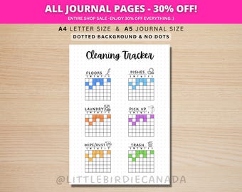 Cleaning Tracker - PRINTABLE Journal Page - Cleaning List - Chores Tracker - Chores List - Cleaning To Do List - Cleaning Log
