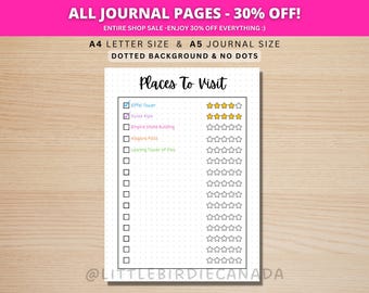 Places To Visit - PRINTABLE Journal Page - Planner Page - Travel List - Travel Tracker - Travel Log - Travel Checklist - Travel Itinerary