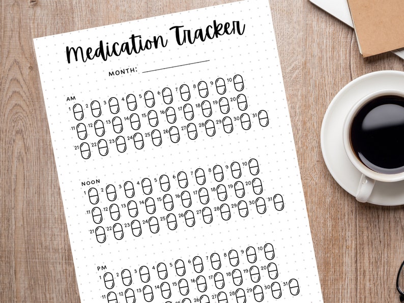 Medication Monthly Tracker - PRINTABLE Journal Page - Medication Tracker - Health Tracker - Pill Tracker - Meds Tracker - Track Medication image 9