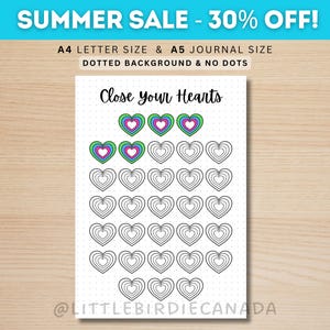 Exercise Hearts Fitness Tracker - PRINTABLE Journal Page - Planner Page - Exercise Tracker - Health Tracker - Workout Tracker - Activity Log