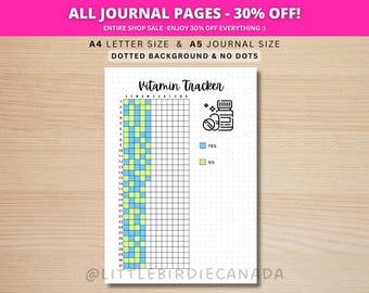 Vitamin Tracker - PRINTABLE Journal Page - Medication Tracker - Health Tracker - Pill Tracker - Med Tracker - Vitamin Log - Planner Page