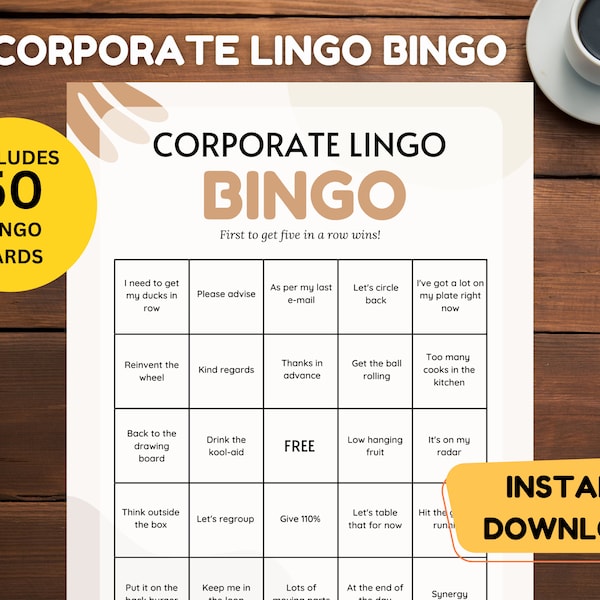 Corporate Lingo Bingo Work Bingo Networking Bingo Workplace Bingo Work Game Work Party Office Party Game Work Event Game Corporate Jargon