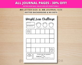 Weight Loss Challenge - Fitness Tracker - PRINTABLE Journal Page - Weigh In - Health Tracker - Workout Tracker - Track Weight Loss