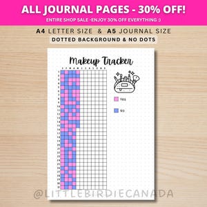 Rastreador de Maquillaje - Página de Diario IMPRIMIBLE - Seguimiento de Maquillaje - Rastreador de Cuidado de la Piel - Rastreador de Belleza - Rutina de Maquillaje - Página de Planificador Imprimible