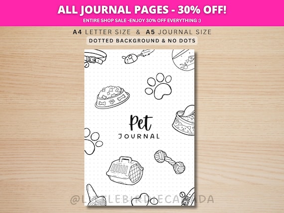 Pet Journal Title Page - PRINTABLE Journal Page - Pet Journal Cover Page - Track Pet Care Planner - Pet Planner - Track Pet Health - Pet Log