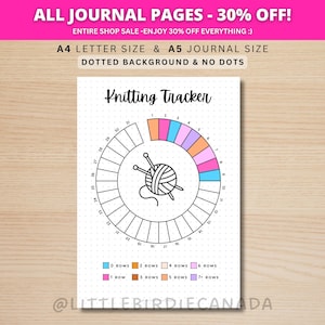 Seguimiento de tejido - Página de diario IMPRIMIBLE - Seguimiento de hábitos - Seguimiento de tejido - Página de diario de tejido - Seguimiento de tejido - Seguimiento de aficiones