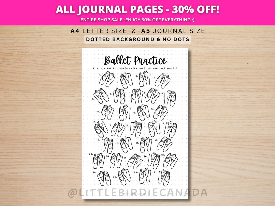Ballet Practice Tracker - PRINTABLE Journal Page - Habit Tracker ...