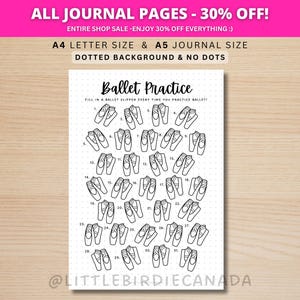 Ballet Practice Tracker - PRINTABLE Journal Page - Habit Tracker - Hobby Tracker - Kids Ballet Printable - Track Ballet - Printable Template