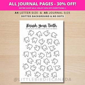 Brush Your Teeth - PRINTABLE Journal Page - Kids Teeth Brushing Tracker - Dental Hygiene Tracker - Teeth Brushing Log - Teeth Brush Chart