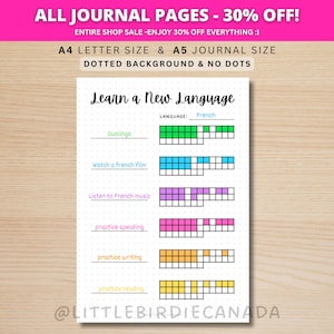 Learn A New Language - PRINTABLE Journal Page - Language Worksheet - Learning Language - Language Tracker - Learn French - Learn Spanish