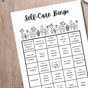 Self Care Bingo - PRINTABLE Journal Page - Planner Page - Weekly Tracker - Wellness Journal Page - Wellness Tracker - Self-Care Bingo Game image 8