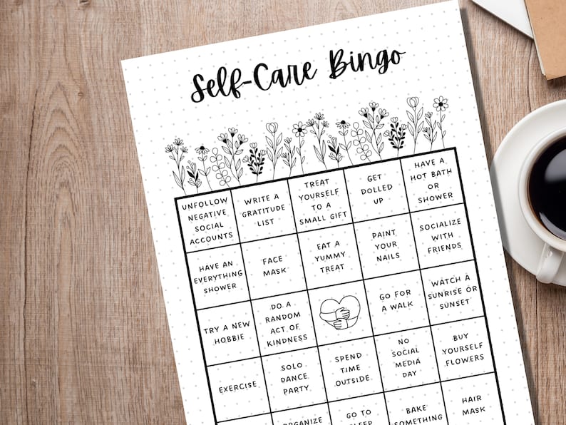 Self Care Bingo - PRINTABLE Journal Page - Planner Page - Weekly Tracker - Wellness Journal Page - Wellness Tracker - Self-Care Bingo Game image 8