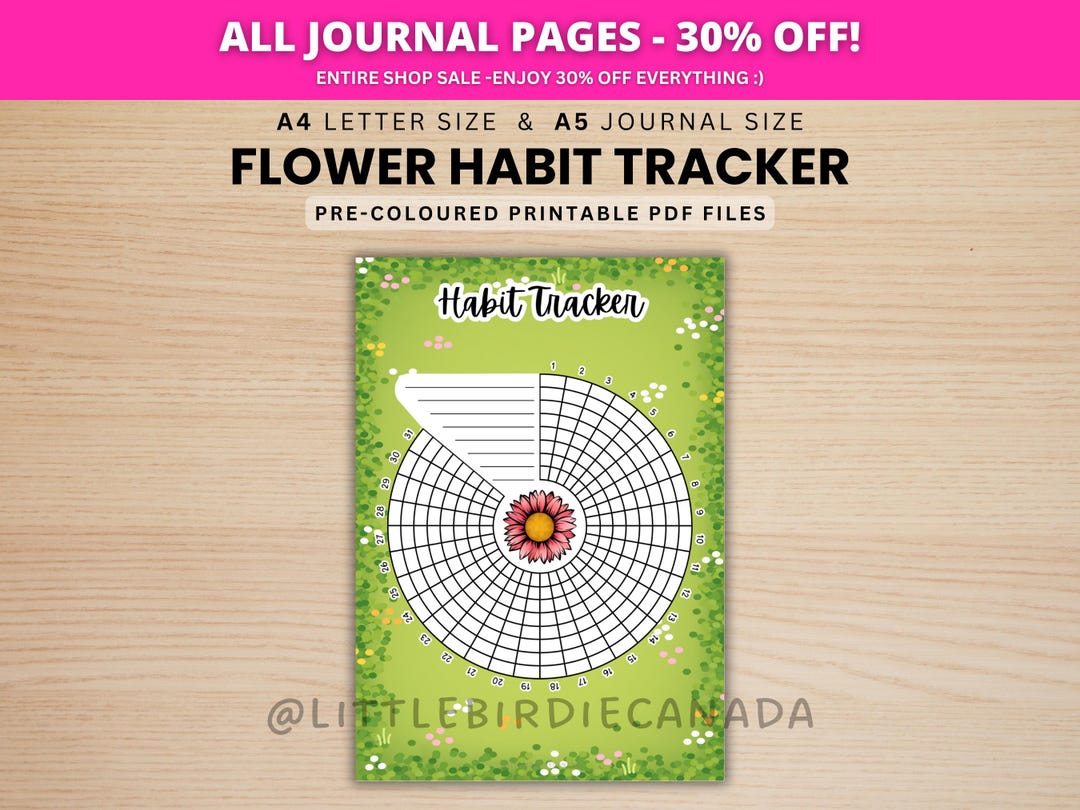 Flower Habit Tracker - PRINTABLE Journal Page - Colored Journal Page - Etsy