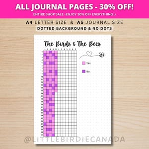Birds and the Bees Tracker - PRINTABLE Journal Page - Intimacy Tracker - Sex Tracker - Sexual Health Tracker - Love Tracker - Planner Page