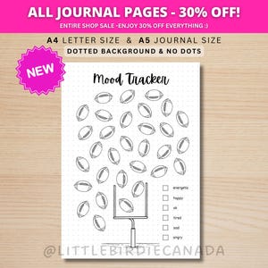 Football Mood Tracker - PRINTABLE Journal Page - Football Theme - Digital Planner Page - Autumn Mood Tracker