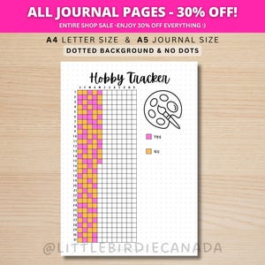Hobbytracker - AFDRUKBARE dagboekpagina - gewoontetracker - hobbydagboek - leuke tracker - wellnesstracker - wellnessdagboek - dagelijkse activiteit