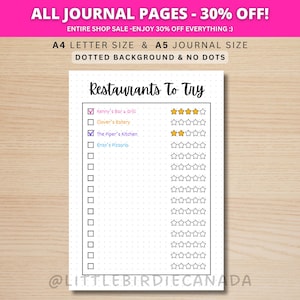 おすすめレストランリスト - 印刷可能なジャーナルページ - プランナーページ - レストランリスト - 外食 - おすすめスポット - レストランレビュー