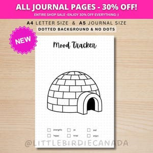 Igloo Mood Tracker - PRINTABLE Journal Page - Arctic Animals Theme - Digital Planner Page - Winter Mood Tracker - Monthly Tracker