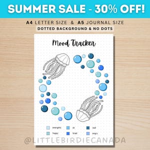 Jellyfish Mood Tracker - PRINTABLE Journal Page - Planner Page - Feelings Tracker - Daily Mood Tracker - Track Mood - Journal Template