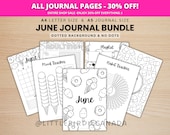 June Journal Bundle - Ice Cream - PRINTABLE Journal Pages - BLACK & WHITE - June Planner - June Agenda - Printable Planner