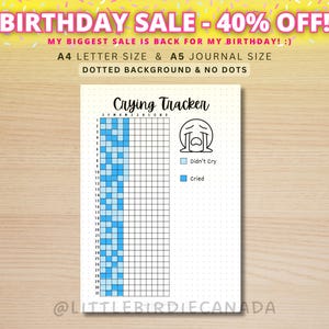 Huilen Tracker - AFDRUKBARE dagboekpagina - Plannerpagina - Huilen Log Tracker - Mood Tracker - Gevoel Tracker - Emotie Tracker - Triest Tracker
