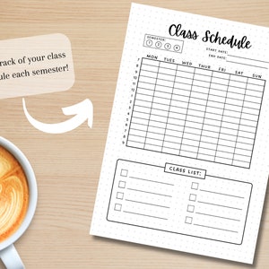 Horario de clases - Página de diario IMPRIMIBLE - Diario del estudiante - Página de planificador del estudiante - Agenda del estudiante - Horario - Horario del curso imagen 3