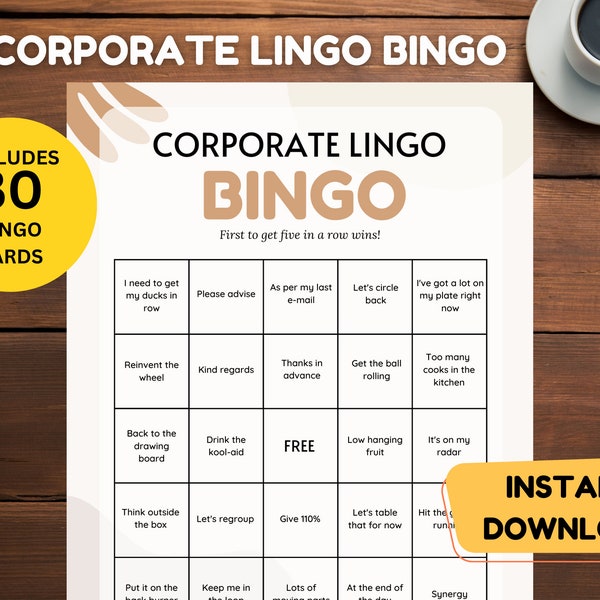 Corporate Lingo Bingo Work Bingo Networking Bingo Workplace Bingo Work Game Work Party Office Party Game Work Event Game Corporate Jargon