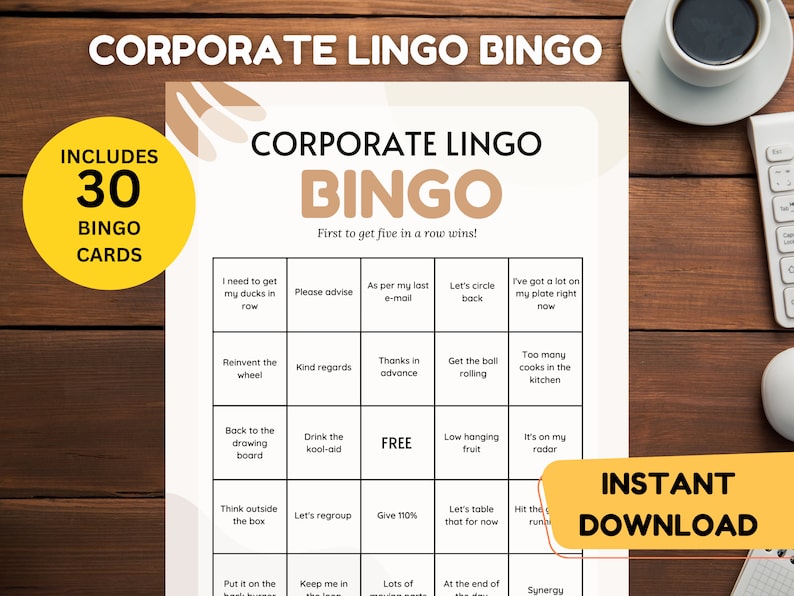 Corporate Lingo Bingo Work Bingo Networking Bingo Workplace Etsy