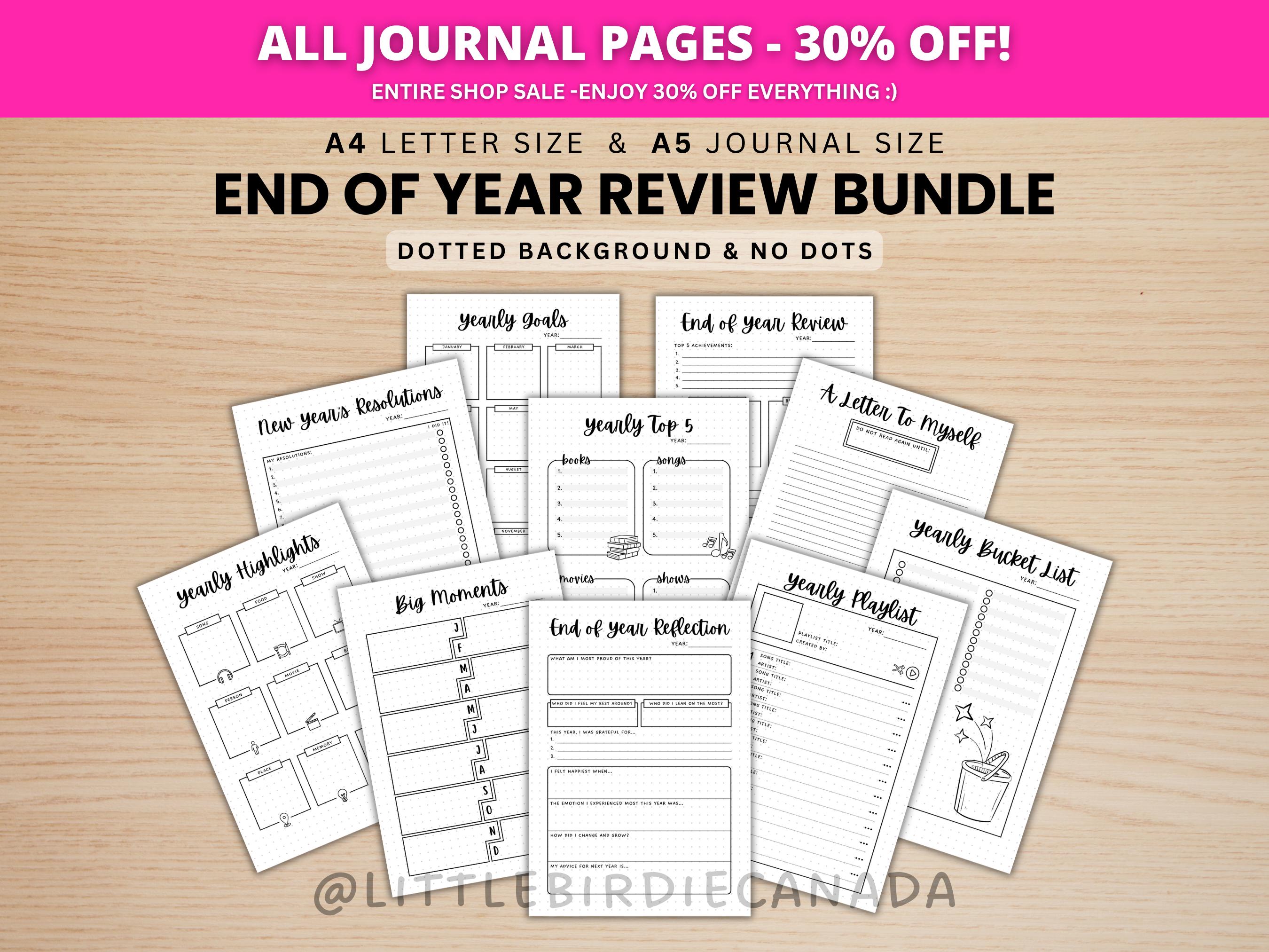 End of Year Review Bundle - PRINTABLE Journal Page - End of Year Review ...
