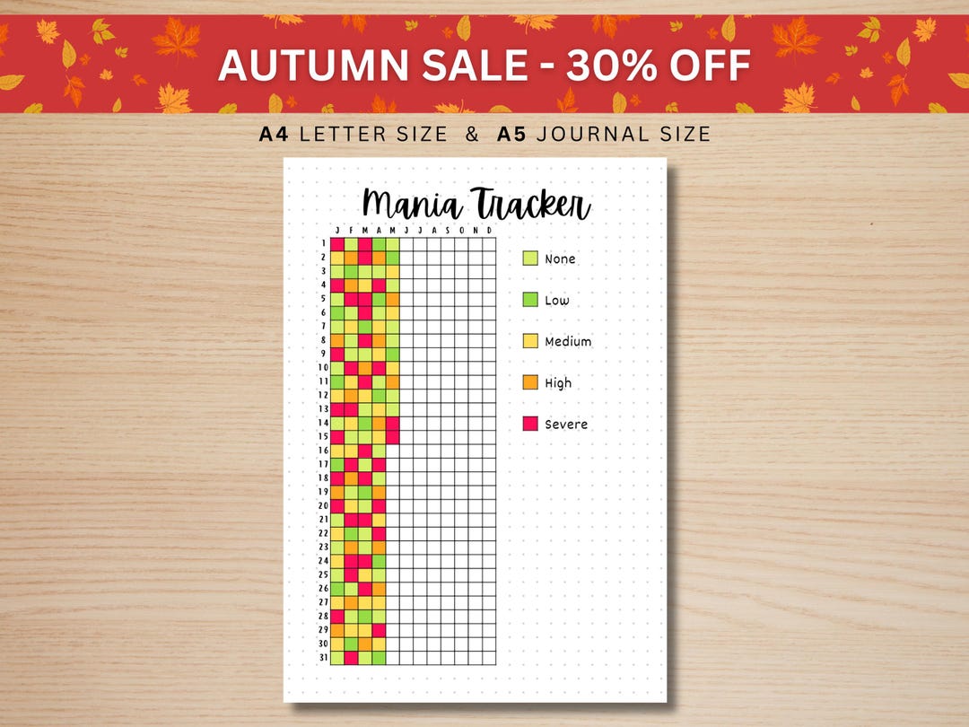 Buy Mania Tracker PRINTABLE Journal Page Mental Health Journal Health ...