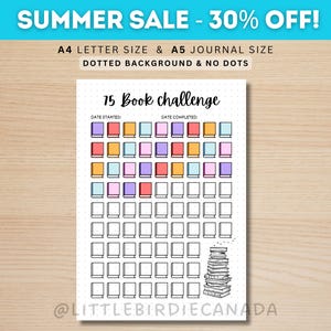 75 Book Reading Challenge - PRINTABLE Journal Page - Reading Tracker - Reading Log - Printable Planner Page- Book Challenge - Reading Game