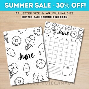 June Title Page - Ice Cream - June Calendar - PRINTABLE Calendar - Journal Title Page and Calendar Set - June Cover Page