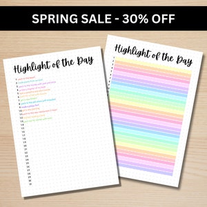 Highlight of the Day - A5 Journal Page - PRINTABLE Tracker - Memory Tracker - Daily Tracker - A5 Journal Template - Daily Gratitude Journal